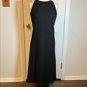 Jones New York Classic Elegant Black Beaded Midi Dress
